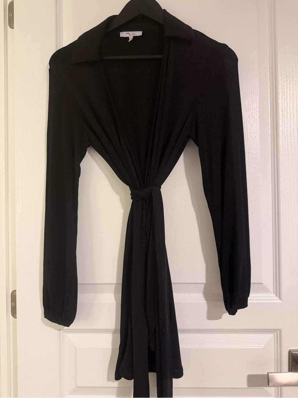 Black Knot-Front Long Sleeve Dress